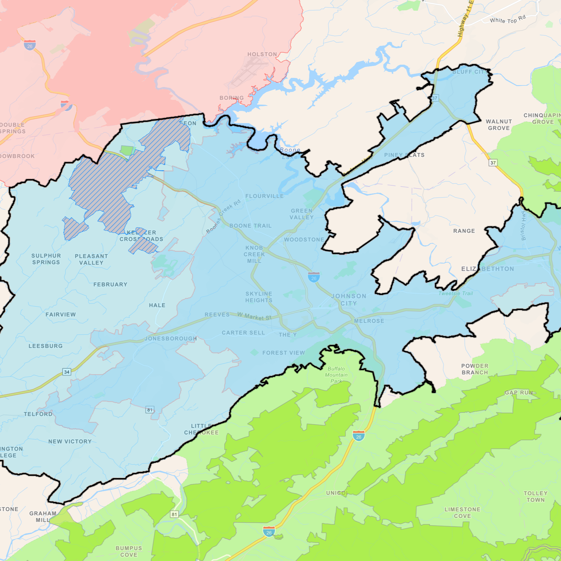 This picture is a map showing several layers, with the Metropolitan Planning Area and the Urbanized Area.